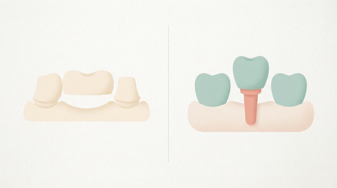 빠진 이, 임플란트가 정답일까요 — 브릿지와 냉정하게 비교하면