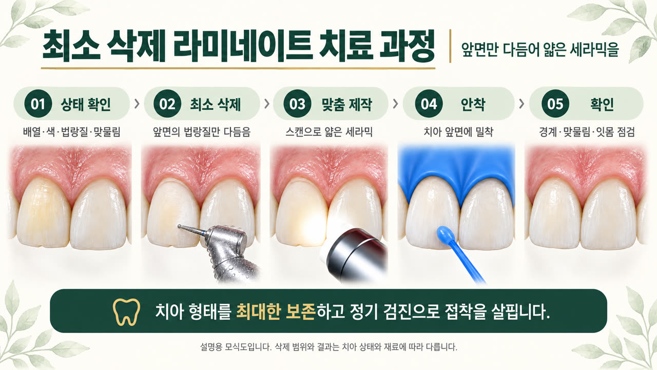 Educational illustration: General ceramic veneer procedure